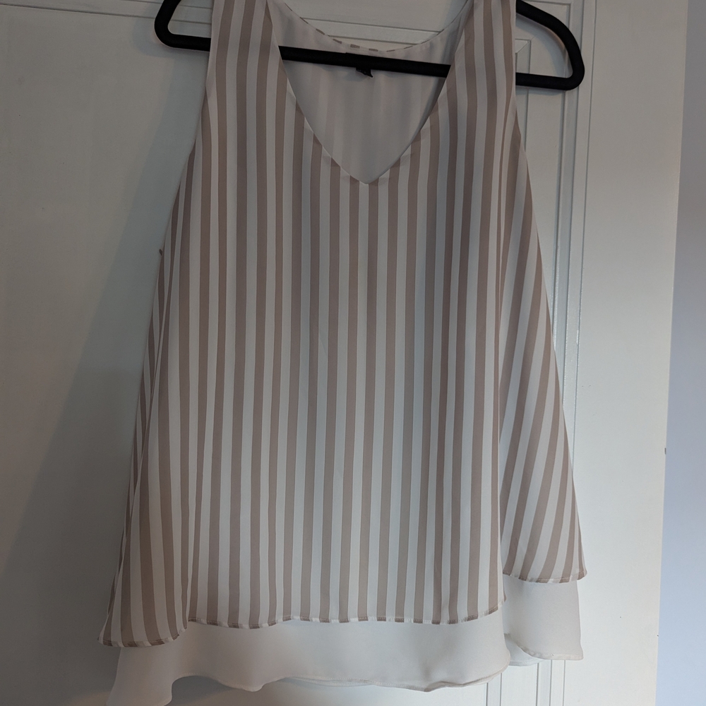 Torrid White and Tan Striped Tank Top